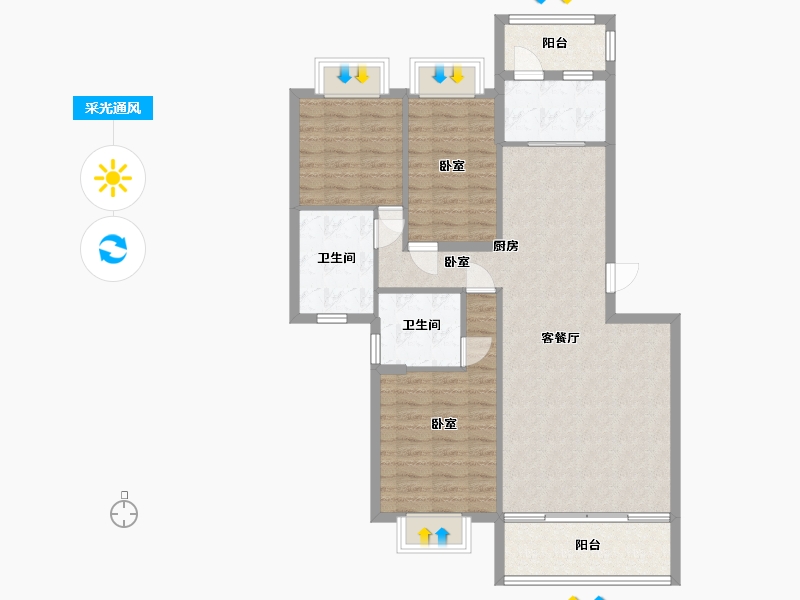 湖南省-衡阳市-恒昇中央公园-96.90-户型库-采光通风