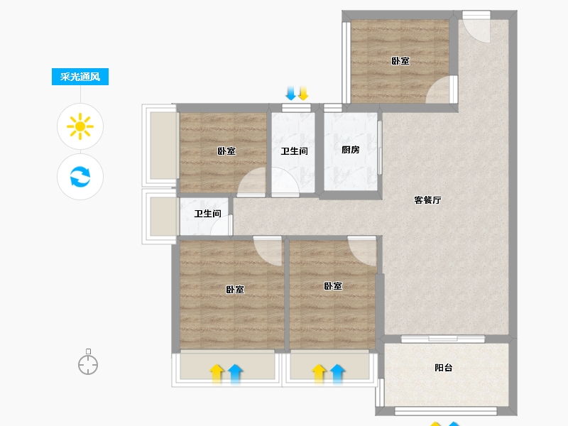 广东省-湛江市-铭鹏紫荆府-78.00-户型库-采光通风