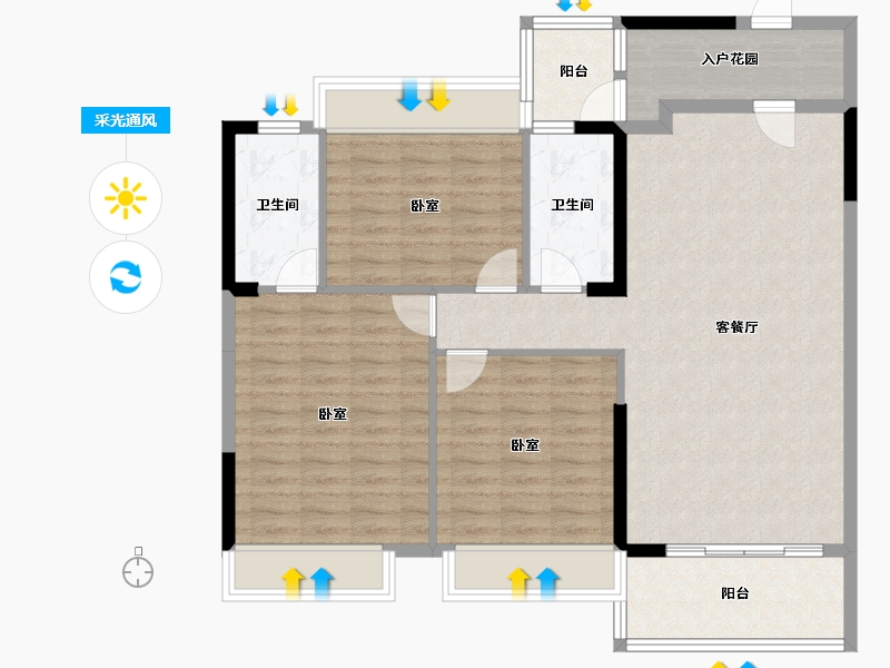 广东省-阳江市-泓基泓景苑-105.69-户型库-采光通风