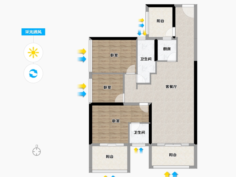 广东省-汕头市-天合名門豪庭南区-103.94-户型库-采光通风