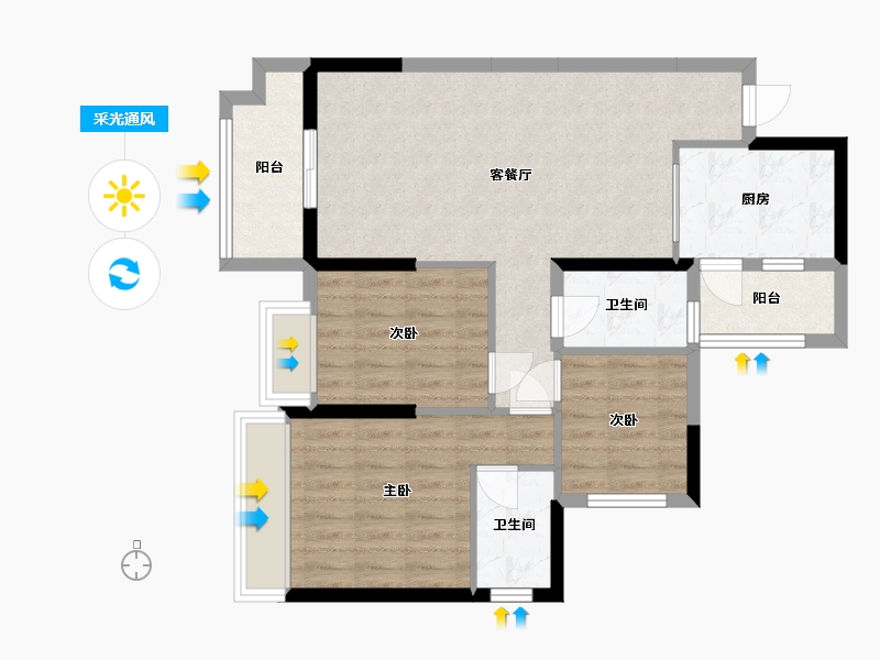 广东省-惠州市-海伦悦山居-78.86-户型库-采光通风