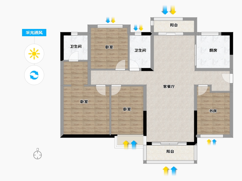 广东省-佛山市-美的西江府-115.36-户型库-采光通风