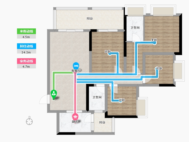 重庆-重庆市-水岸国际-105.81-户型库-动静线