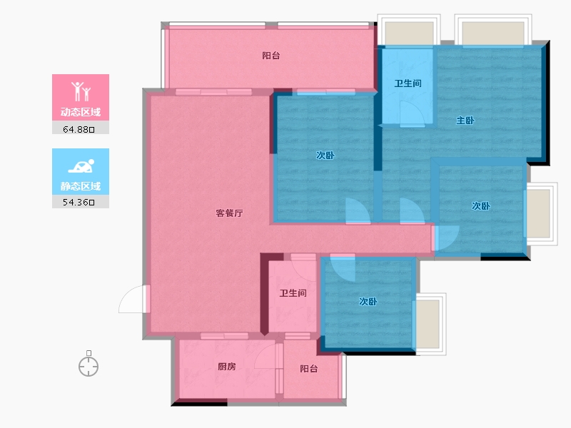 重庆-重庆市-水岸国际-105.81-户型库-动静分区