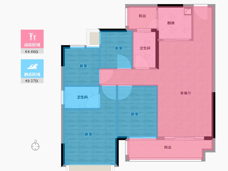 广东省-梅州市-奥园敏捷锦绣银湾-103.38-户型库-动静分区