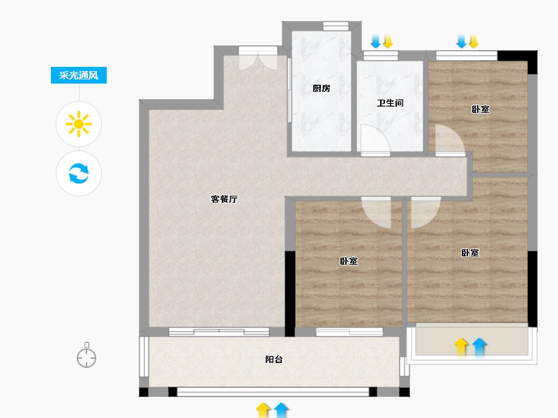 河南省-周口市-新城壹品-71.91-户型库-采光通风