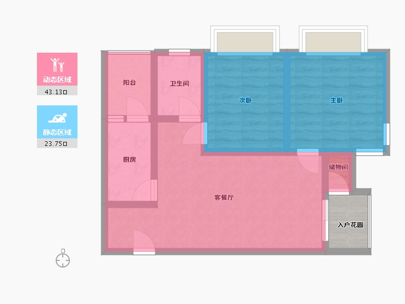 陕西省-西安市-佳龙大沃城-61.65-户型库-动静分区