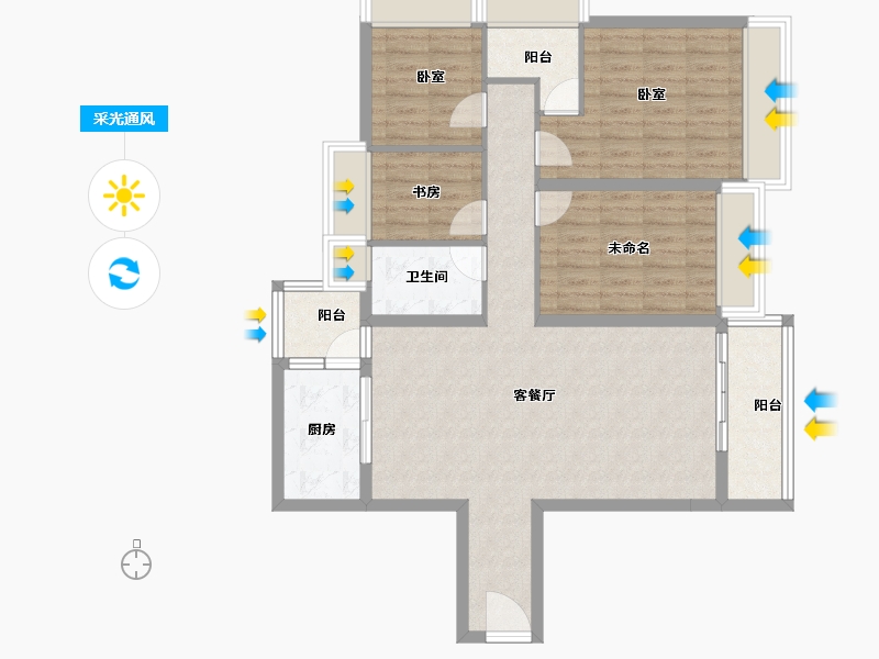 广东省-湛江市-雍豪园-100.98-户型库-采光通风