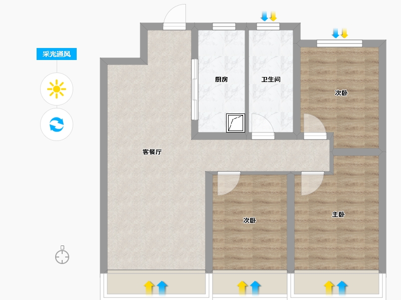 吉林省-长春市-金地江山風華-70.28-户型库-采光通风