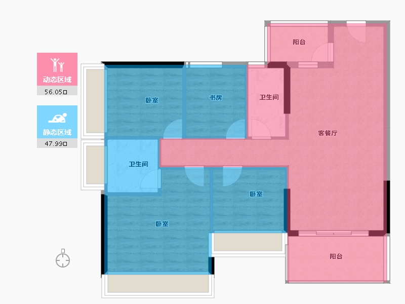 广东省-湛江市-铭鹏紫荆府-94.37-户型库-动静分区