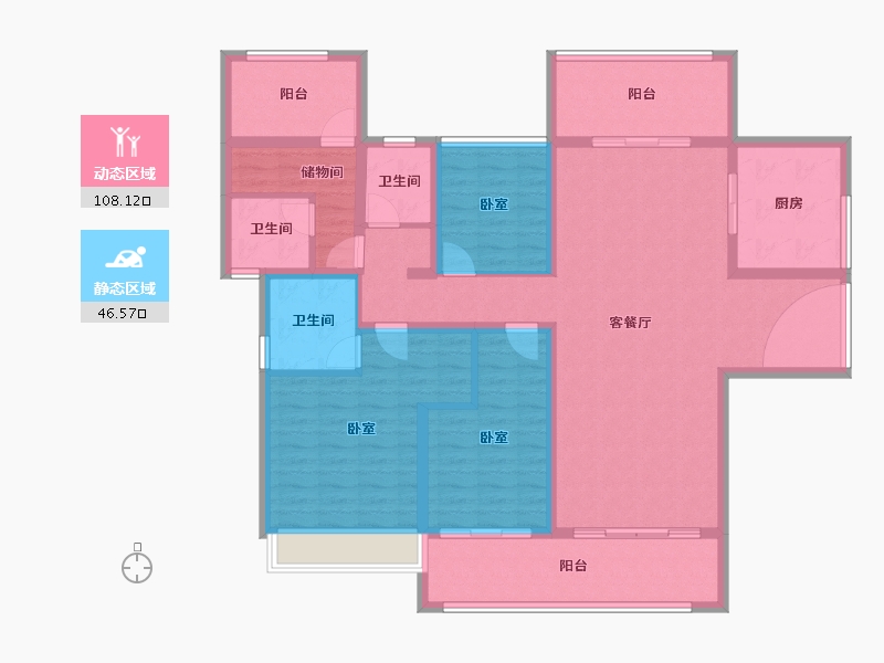 广东省-汕头市-雅居乐御宾府-138.68-户型库-动静分区