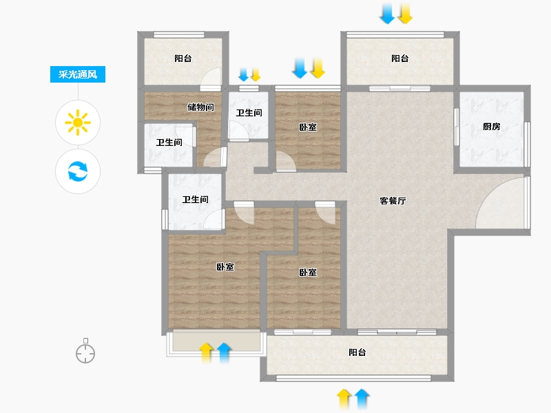 广东省-汕头市-雅居乐御宾府-138.68-户型库-采光通风