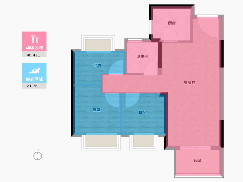 福建省-福州市-龙湖盛天春江天越-61.00-户型库-动静分区