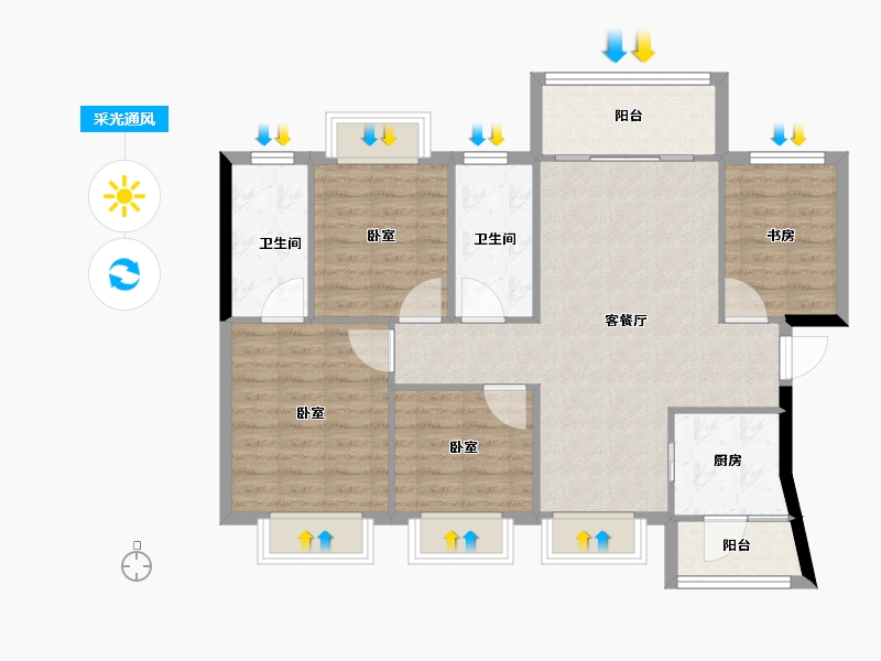 广东省-肇庆市-龙光玖龙湾-94.00-户型库-采光通风