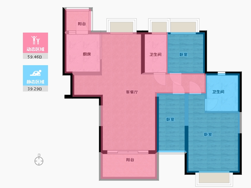 湖北省-武汉市-武汉恒大时代新城-88.00-户型库-动静分区