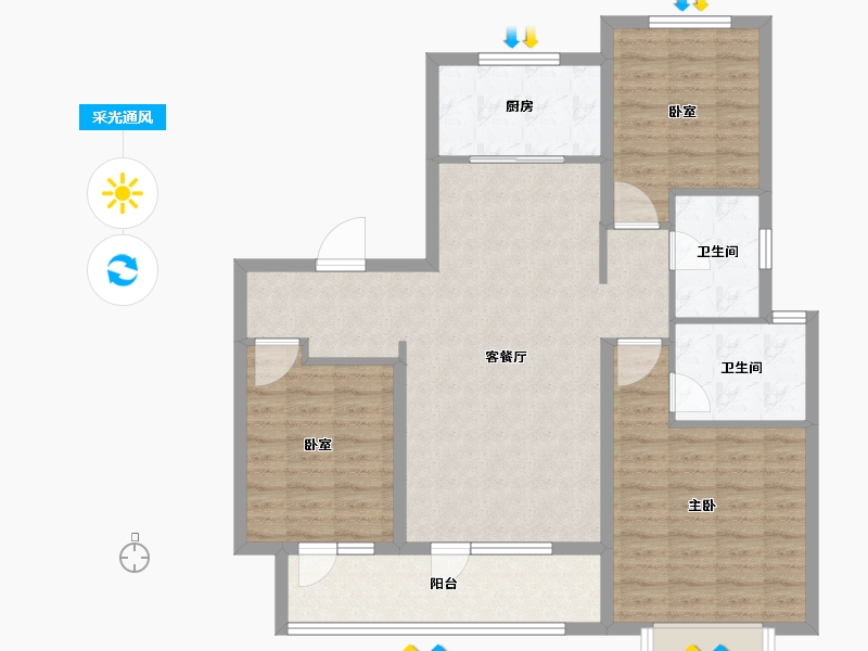 山东省-青岛市-龙湖春江紫宸-100.00-户型库-采光通风