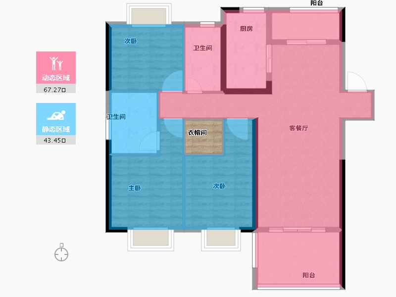 湖南省-长沙市-长房 金阳府-102.15-户型库-动静分区