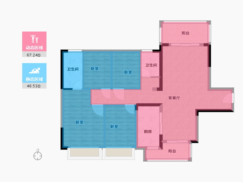 广东省-梅州市-奥园敏捷锦绣银湾-102.00-户型库-动静分区