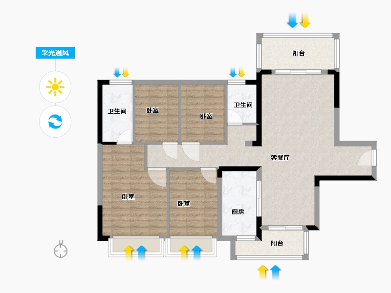 广东省-梅州市-奥园敏捷锦绣银湾-102.00-户型库-采光通风