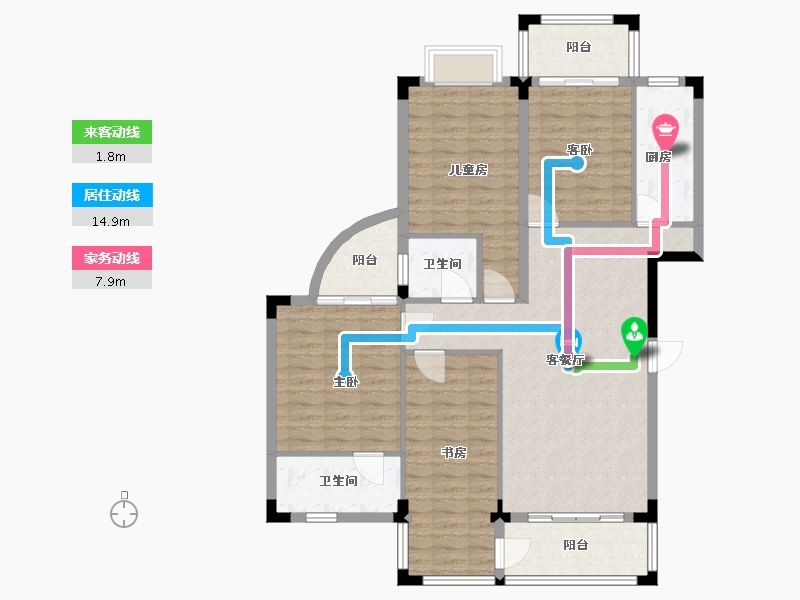 湖北省-武汉市-龙庭首府-110.99-户型库-动静线