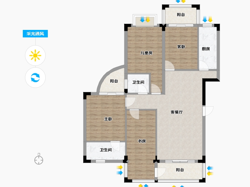 湖北省-武汉市-龙庭首府-110.99-户型库-采光通风