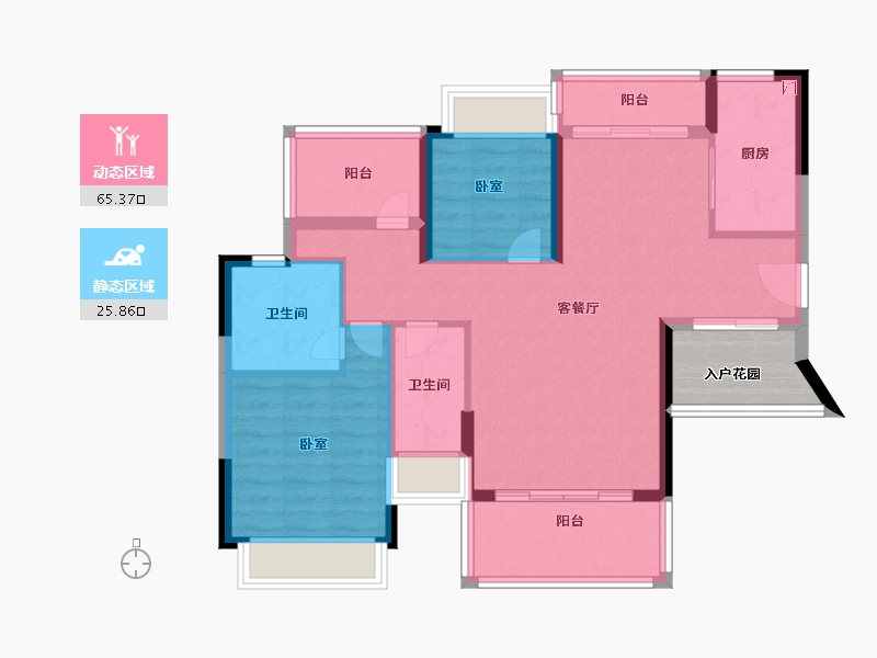 广东省-河源市-坚基·美好嘉园-85.99-户型库-动静分区