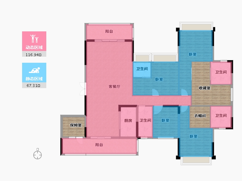 广东省-梅州市-创杰·璟苑-195.42-户型库-动静分区