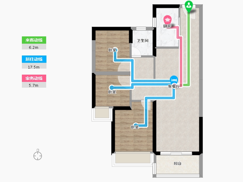 广东省-江门市-碧桂园山水豪园·凤凰郡-69.00-户型库-动静线