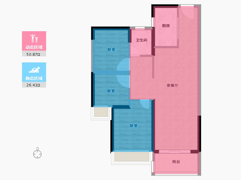 广东省-江门市-碧桂园山水豪园·凤凰郡-69.00-户型库-动静分区