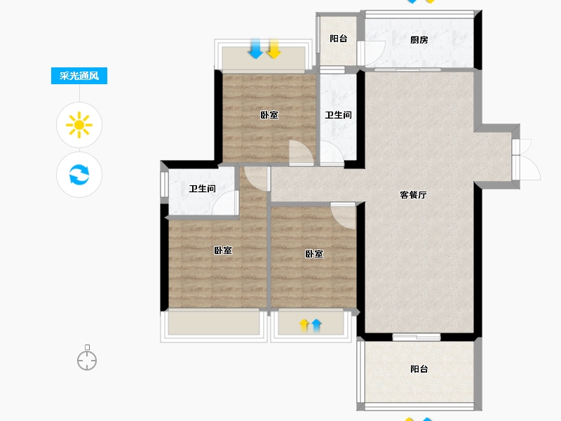 广东省-湛江市-沿江壹号-83.25-户型库-采光通风