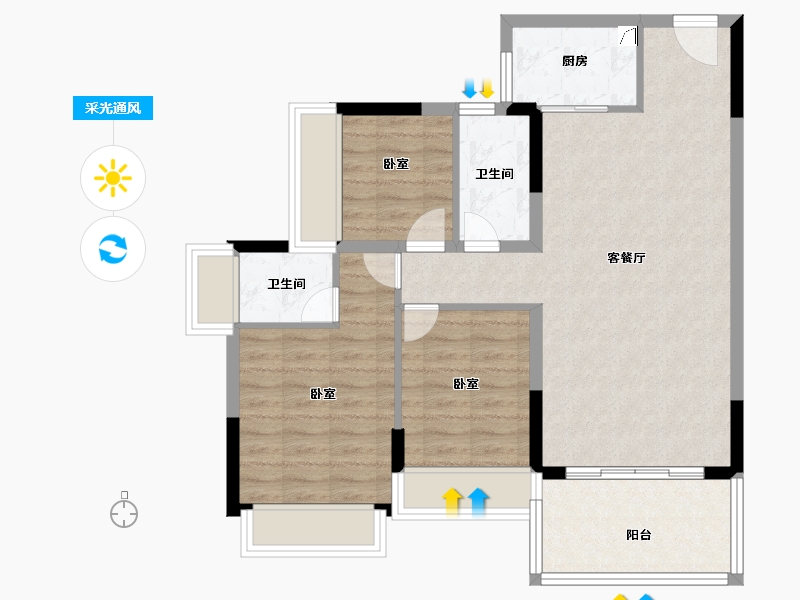 广东省-河源市-坚基·美好嘉园-82.00-户型库-采光通风