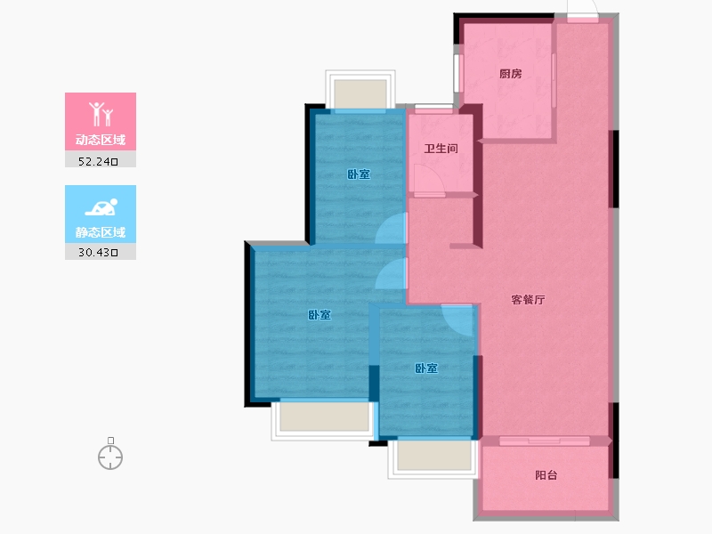 湖北省-武汉市-武汉恒大时代新城-74.00-户型库-动静分区