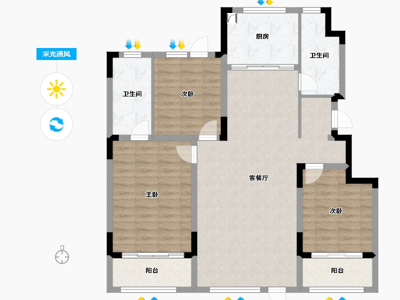 吉林省-长春市-万科向日葵小镇-106.00-户型库-采光通风