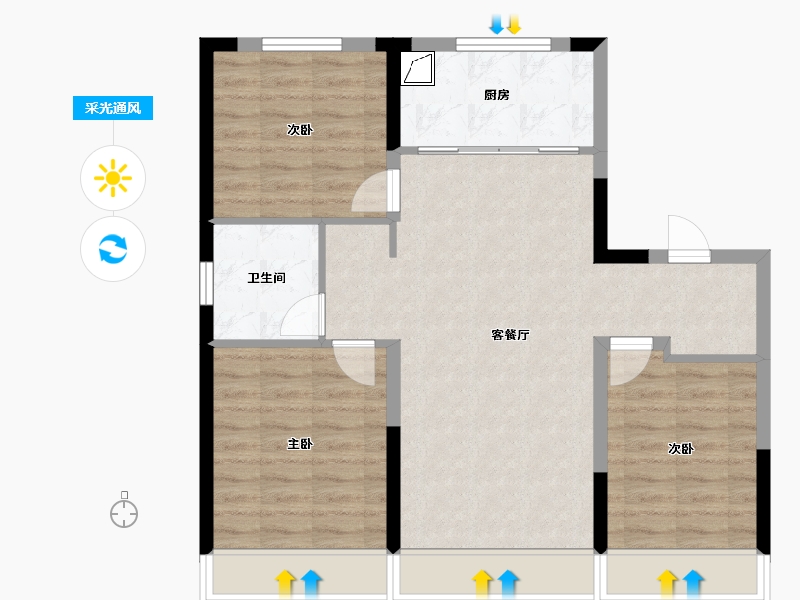 吉林省-长春市-万科向日葵小镇-78.00-户型库-采光通风