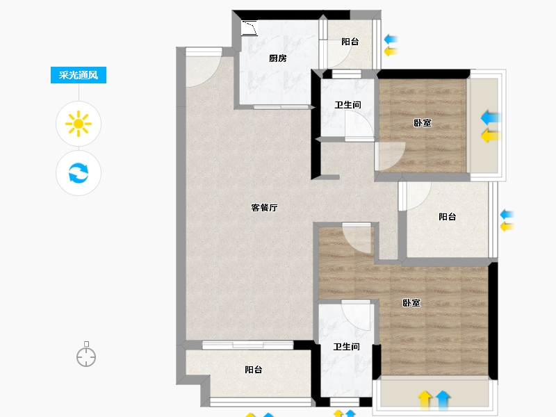 广东省-广州市-滨江首府-68.54-户型库-采光通风