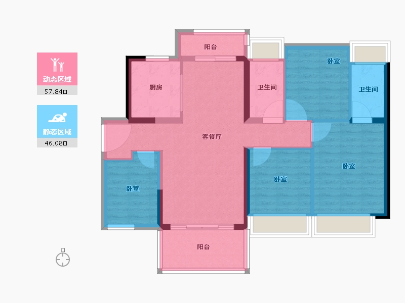 广东省-江门市-碧桂园山水豪园·凤凰郡-92.99-户型库-动静分区