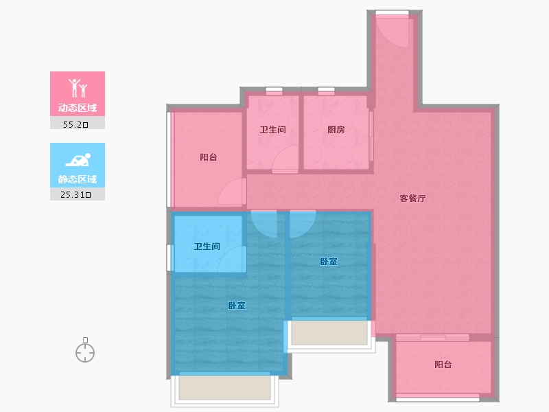 广东省-江门市-博富南湖壹號-72.06-户型库-动静分区