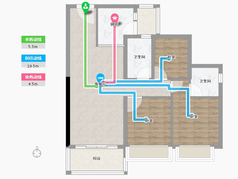 广东省-江门市-碧桂园山水豪园·凤凰郡-77.00-户型库-动静线