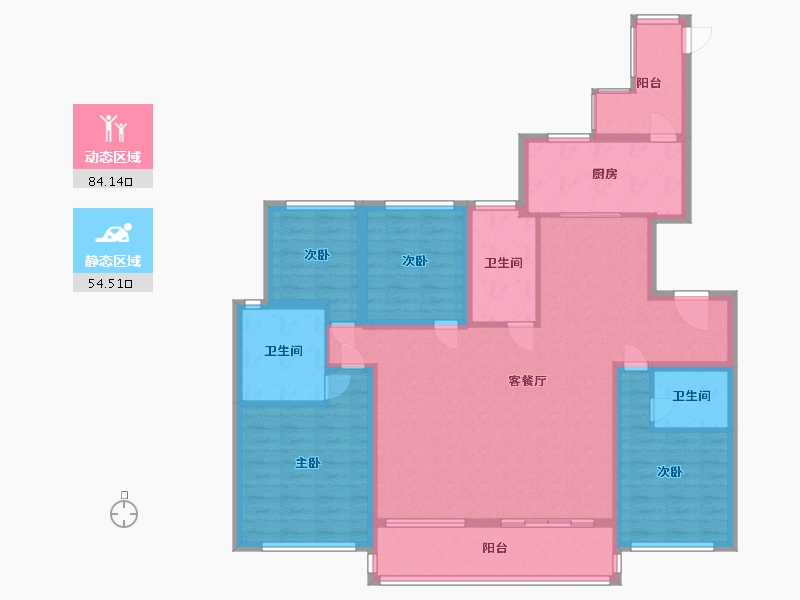 陕西省-西安市-长安宫-124.00-户型库-动静分区