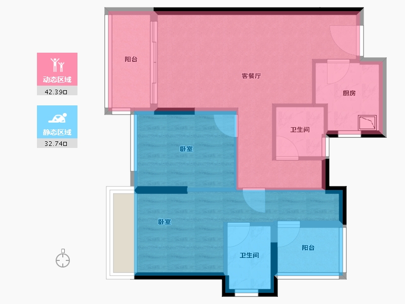 广东省-深圳市-佳兆业御璟佳园广场住宅-66.33-户型库-动静分区