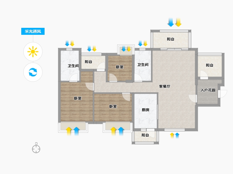 广东省-江门市-博富南湖壹號-107.34-户型库-采光通风