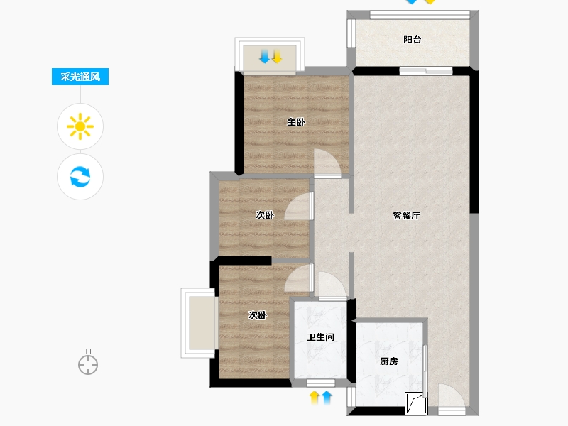 广东省-惠州市-海伦悦山居-64.40-户型库-采光通风