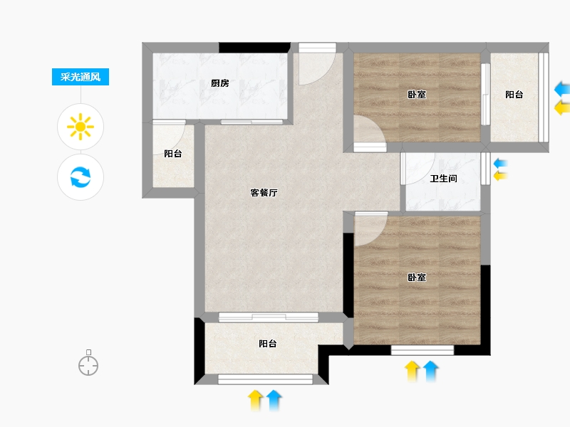 湖南省-长沙市-鑫苑名家-52.95-户型库-采光通风