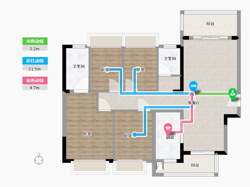 广东省-梅州市-奥园敏捷锦绣银湾-104.73-户型库-动静线