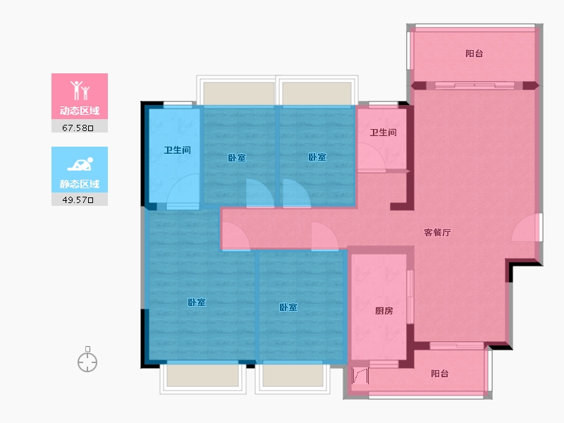 广东省-梅州市-奥园敏捷锦绣银湾-104.73-户型库-动静分区