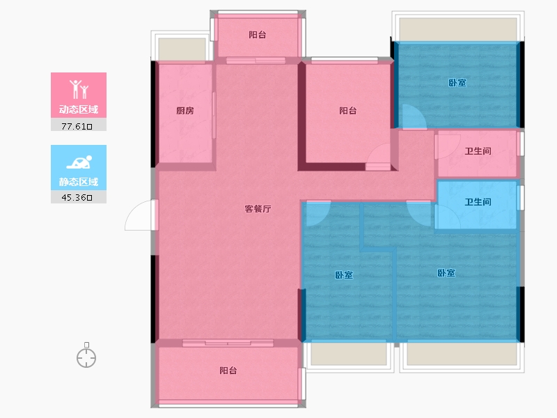 广东省-江门市-江门碧桂园凤凰城-111.14-户型库-动静分区