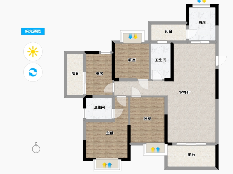 湖北省-武汉市-龙庭首府-108.00-户型库-采光通风