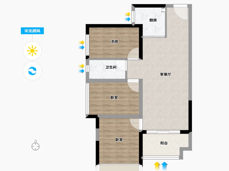 广东省-江门市-江悦城公园里-72.00-户型库-采光通风