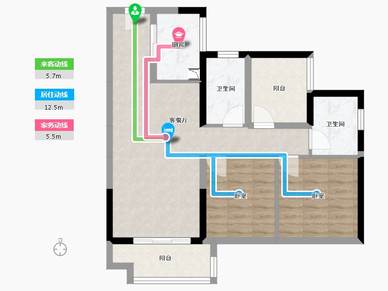 广东省-广州市-融创滨江粤府-69.42-户型库-动静线