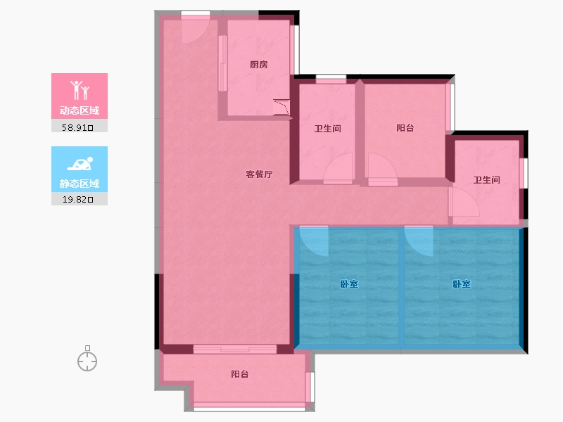 广东省-广州市-融创滨江粤府-69.42-户型库-动静分区